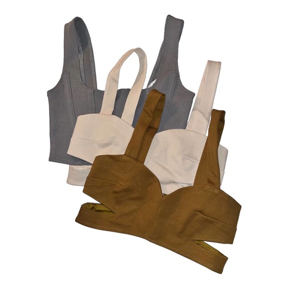 FOREVER 21 Tops - Bundle of FOREVER 21 Knit Crop Tops with Zippered Back | Gray/Tan/Cream | Small